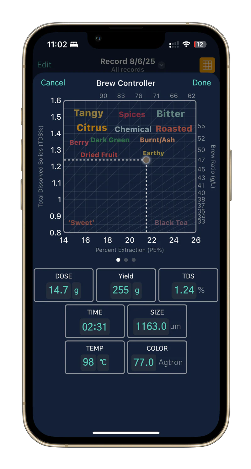 CoffeeOS Brew Control Chart Home Roast